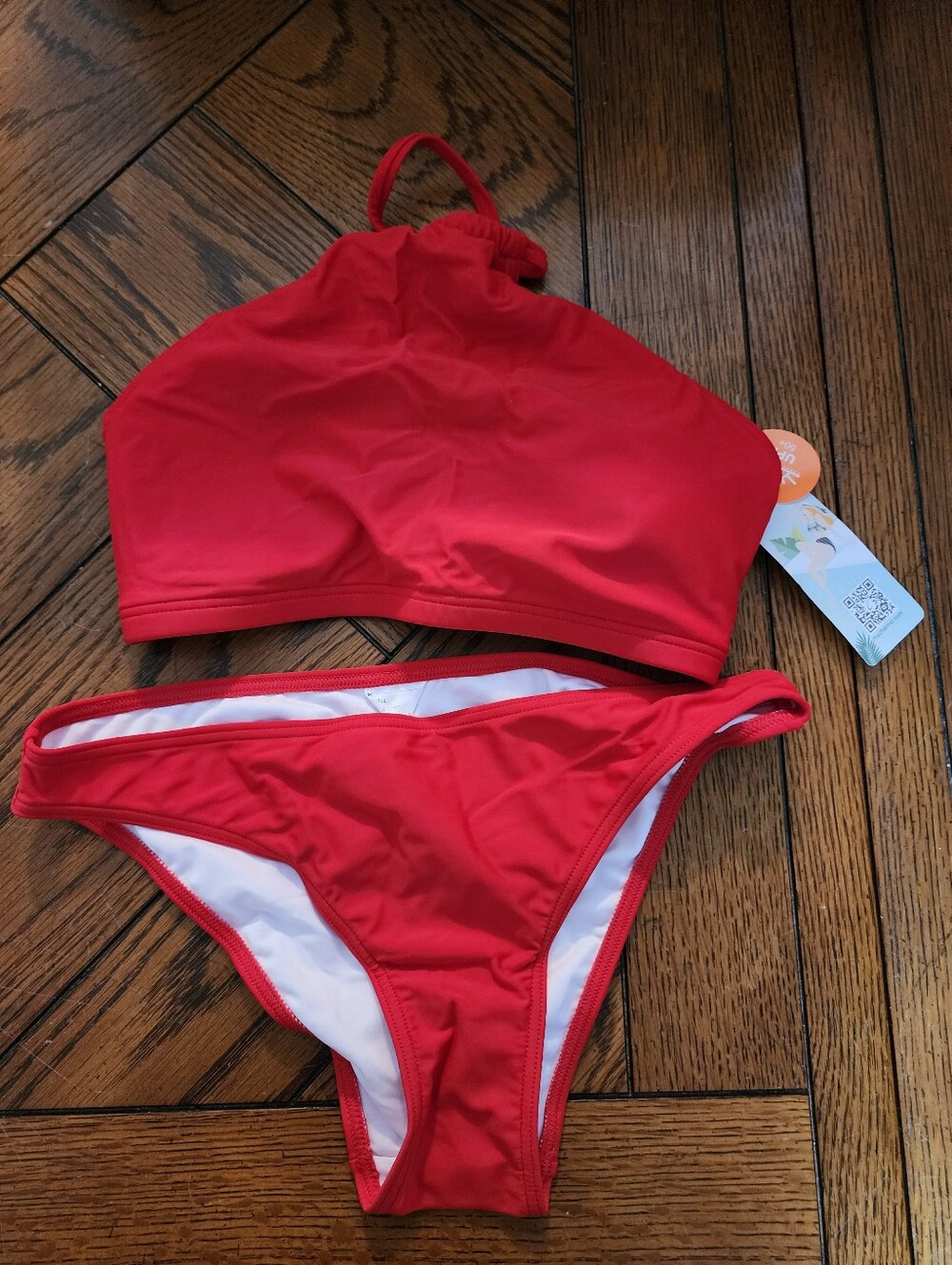 A4: Charmo red bikini, halter style